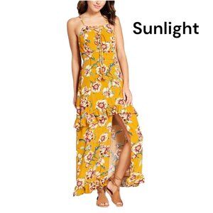 Xhilaration Women Maxi Sundress SZ S Floral Ruffle Tiered Strappy Sleeveless NWT